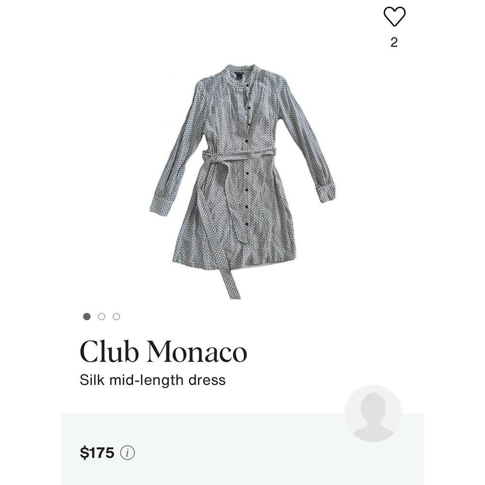 Club Monaco Dress Womens Size 8 Black White Silk Knee Length Geometric Old Money